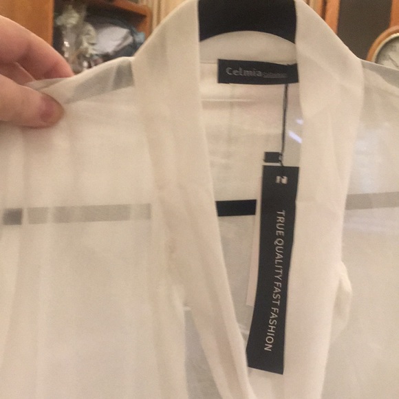 (XXL) Celia collection blouse sheet long sleeve tie neck ruffled sleeves - Picture 5 of 10